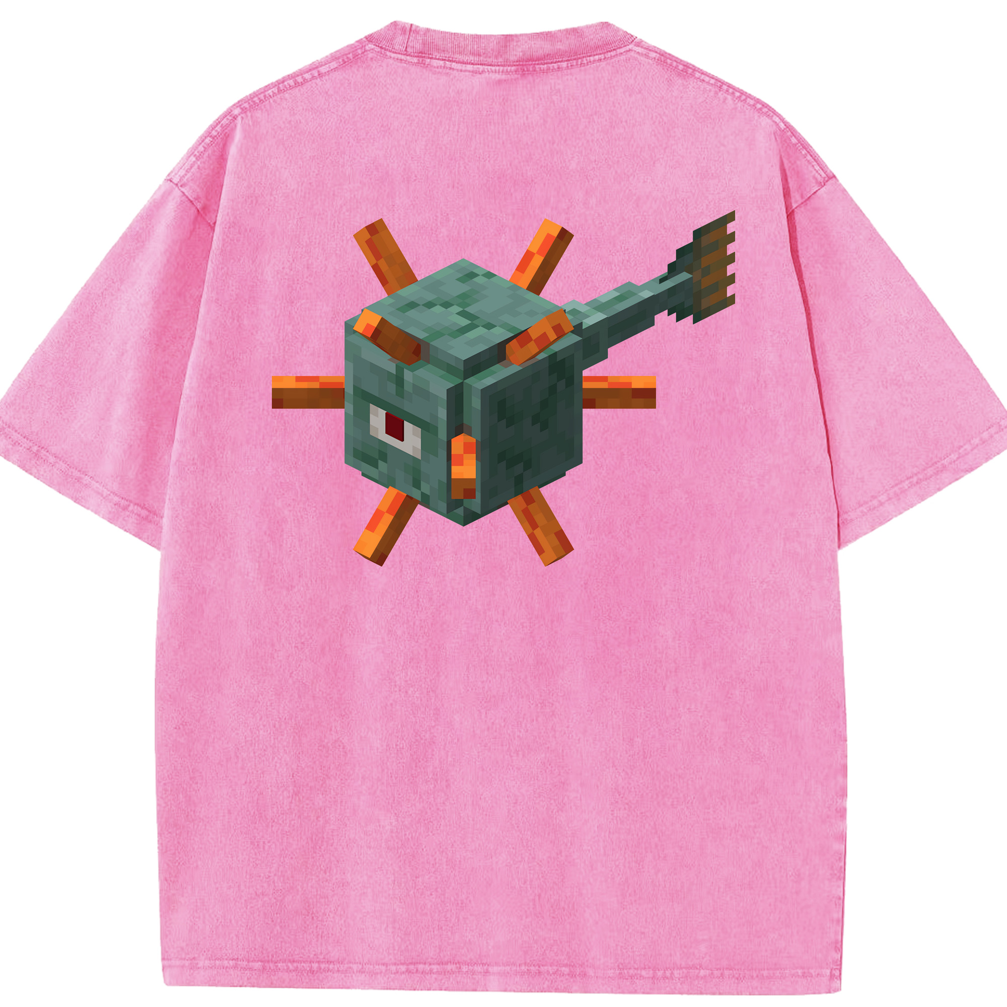 （画像用） マインクラフト ブロックの世界 Minecraft MC Block world 綿100% ヴィンテージ風 半袖Tシャツ（背面プリント）